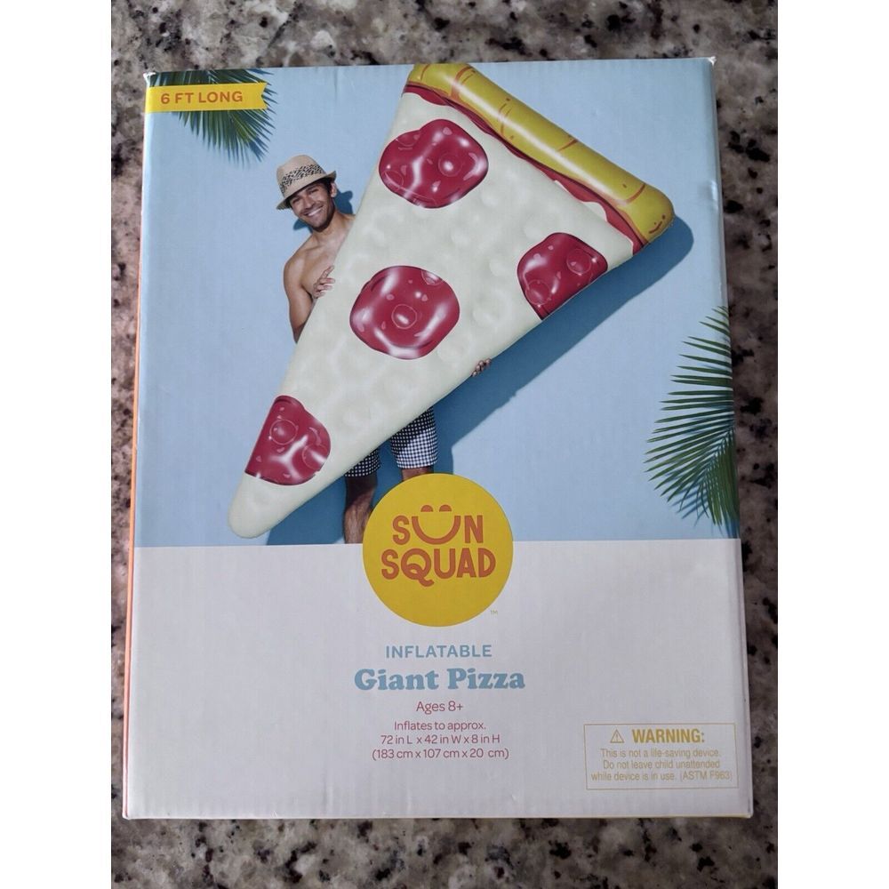 Sun Squad Giant Pizza Slice Inflatable Pool Float - Adult 5ft 10‎ 7/8 In Long